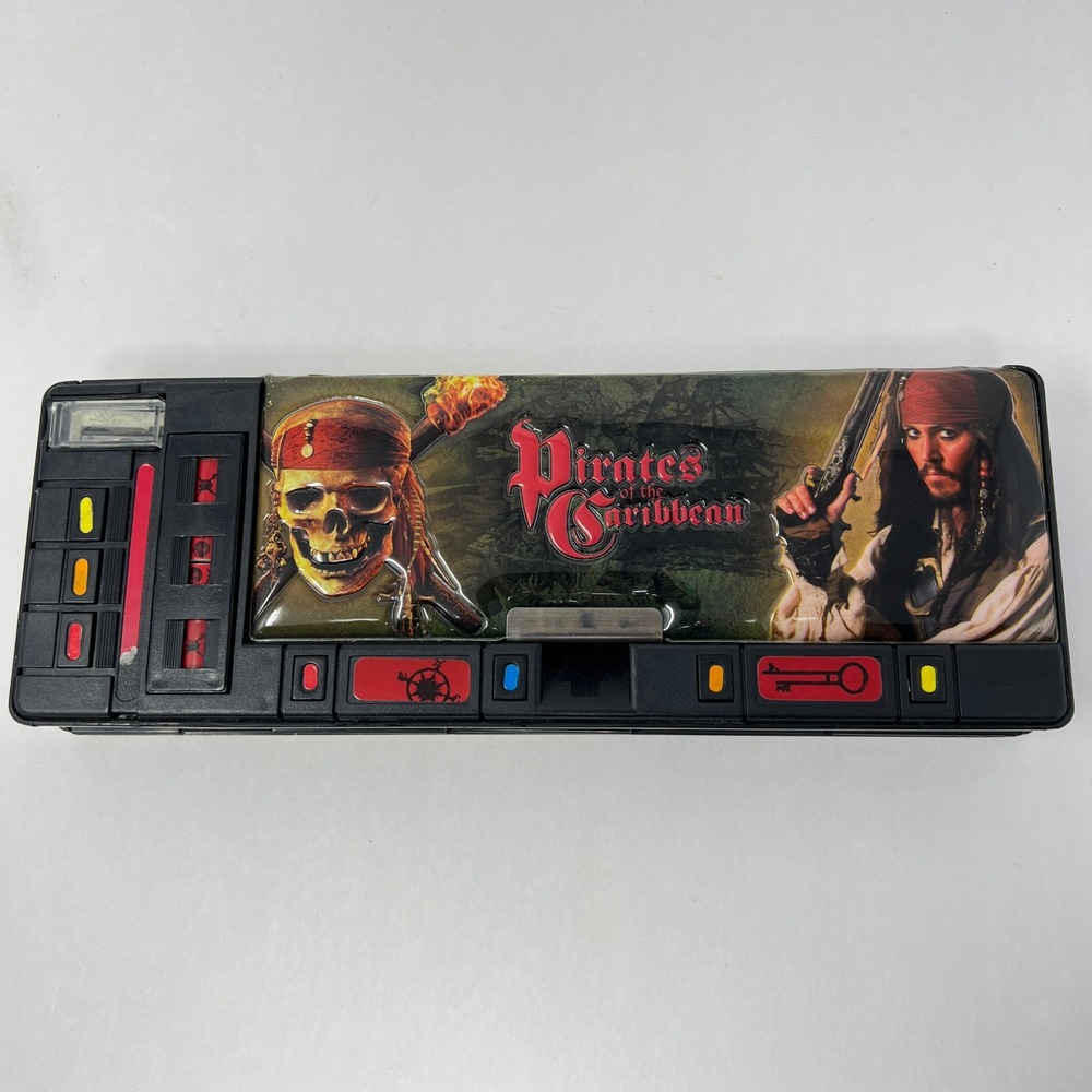 Disney Pirates of the Caribbean Pencil Case 10 Inch Black Jack Sparrow Skull